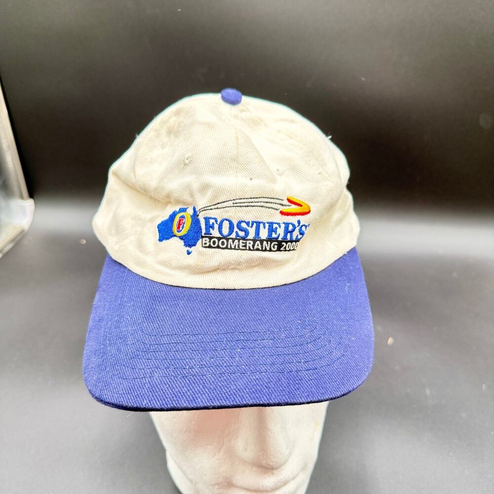 Vintage Foster’s Beer Boomerang 2000 Hat Australia Throw One Back Dad Cap Y2K